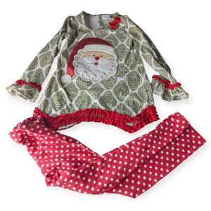 Emily Rose Appliqué Santa Claus Christmas Pajama Set Size 8